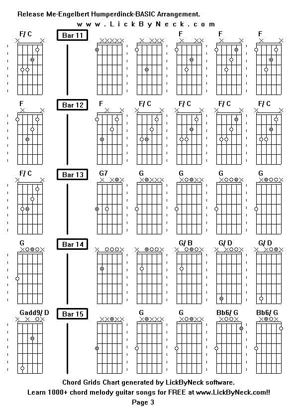 Chord Grids Chart of chord melody fingerstyle guitar song-Release Me-Engelbert Humperdinck-BASIC Arrangement,generated by LickByNeck software.